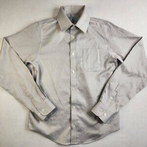 Class Club Boys 14/16 Silver Herringbone Modern Fit Dress Shirt Fancy Event